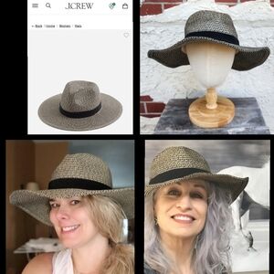 Medium M/L Women J Crew Marled wide brim paper straw sun hat